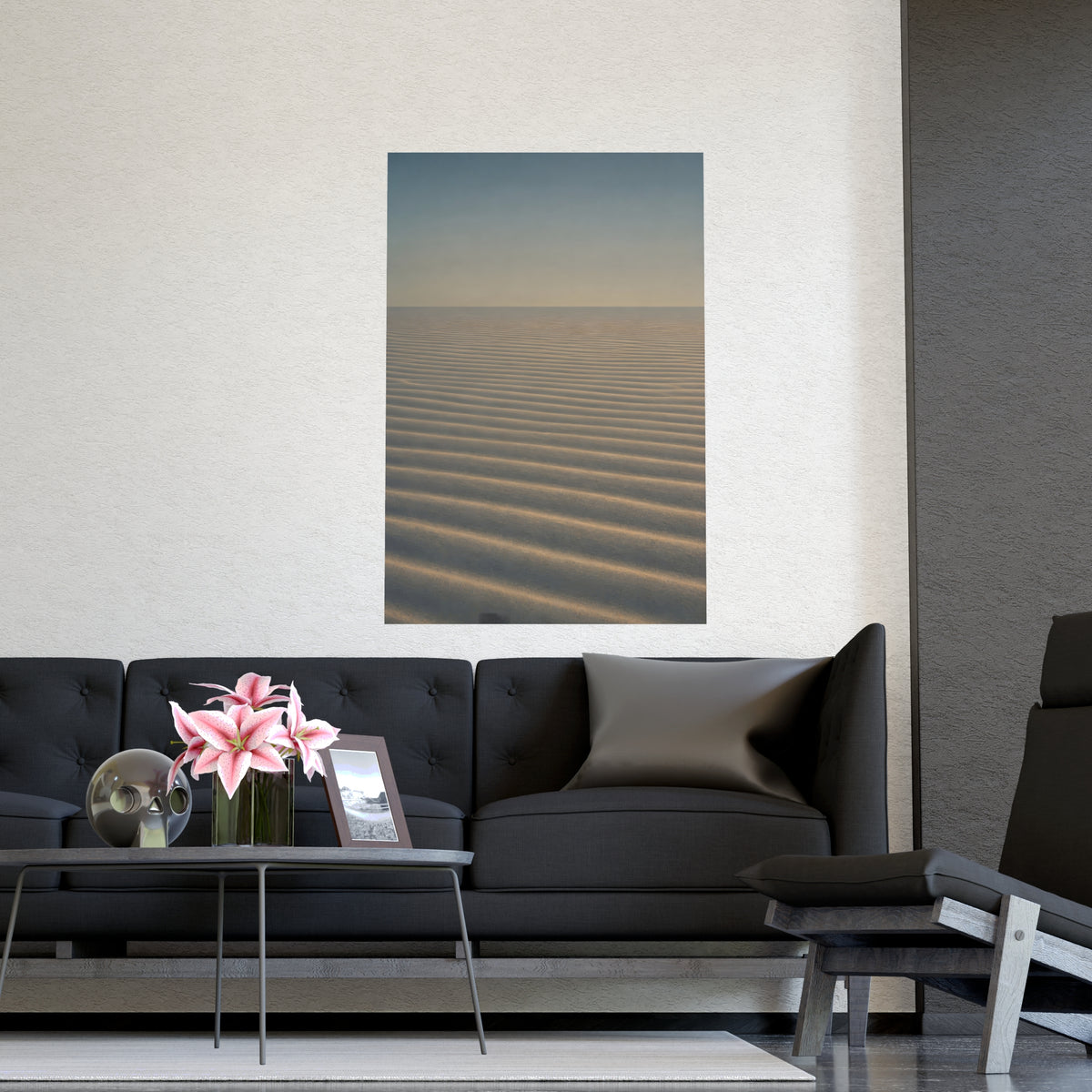 Sand, Ribbed — sand, ribbed, shown framed on a wall