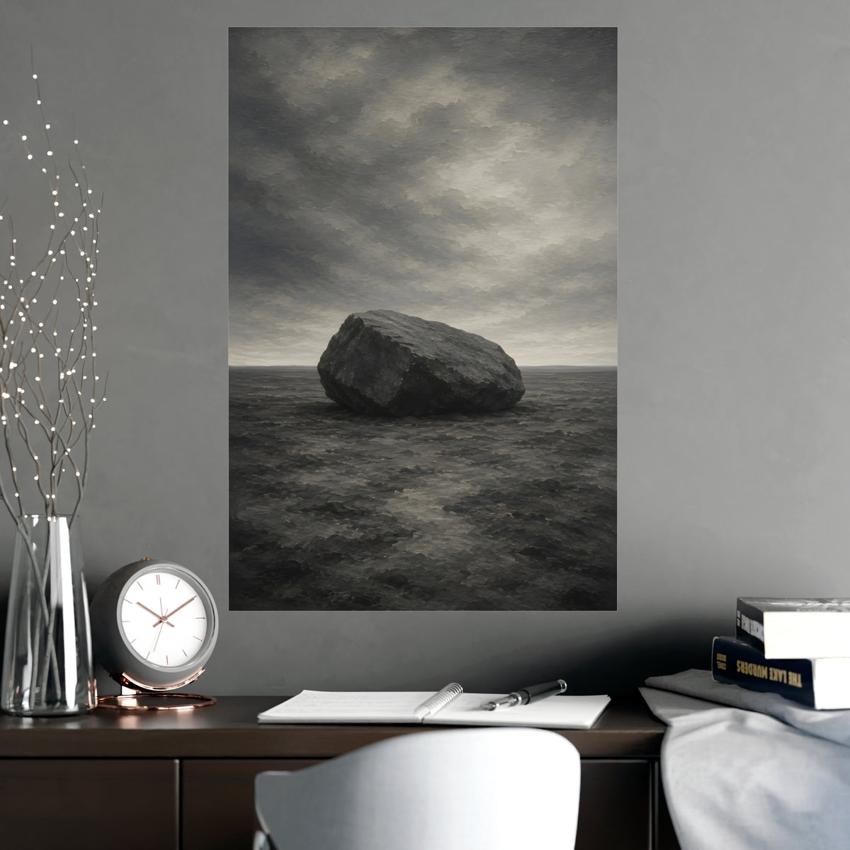 One Boulder — one boulder, shown framed on a wall