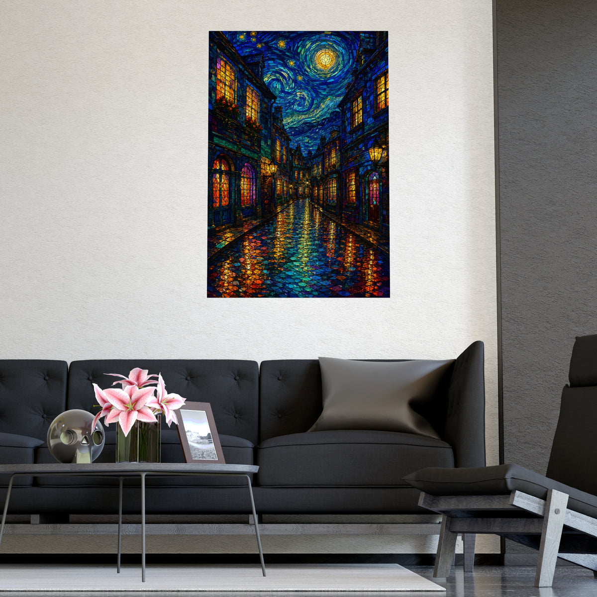 Wet Street — wet street, shown framed on a wall