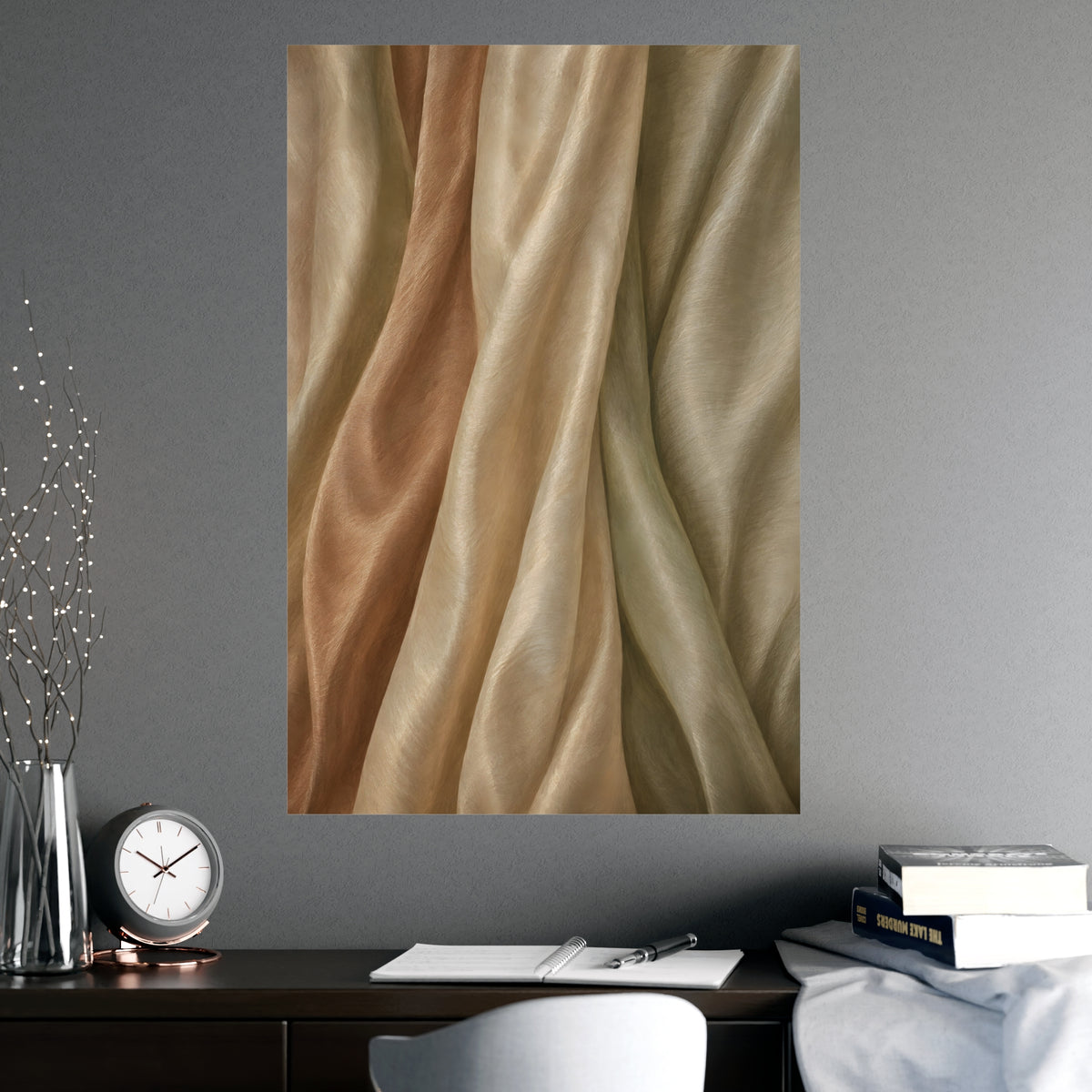 Raw Silk — raw silk, shown framed on a wall