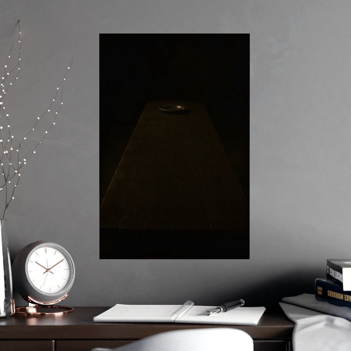 The Far End of the Table — the far end of the table, shown framed on a wall