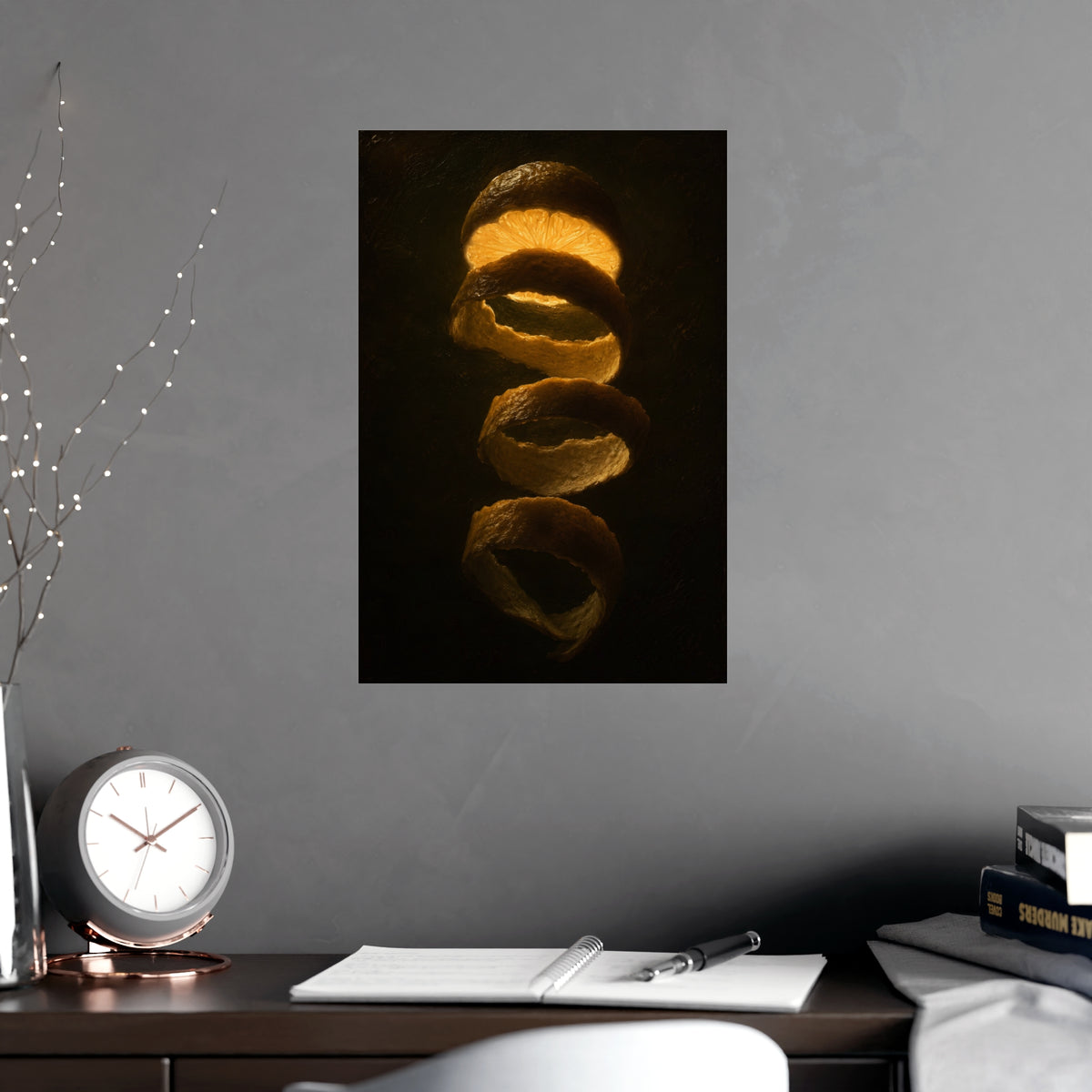 Lemon, Backlit — lemon, backlit, shown framed on a wall