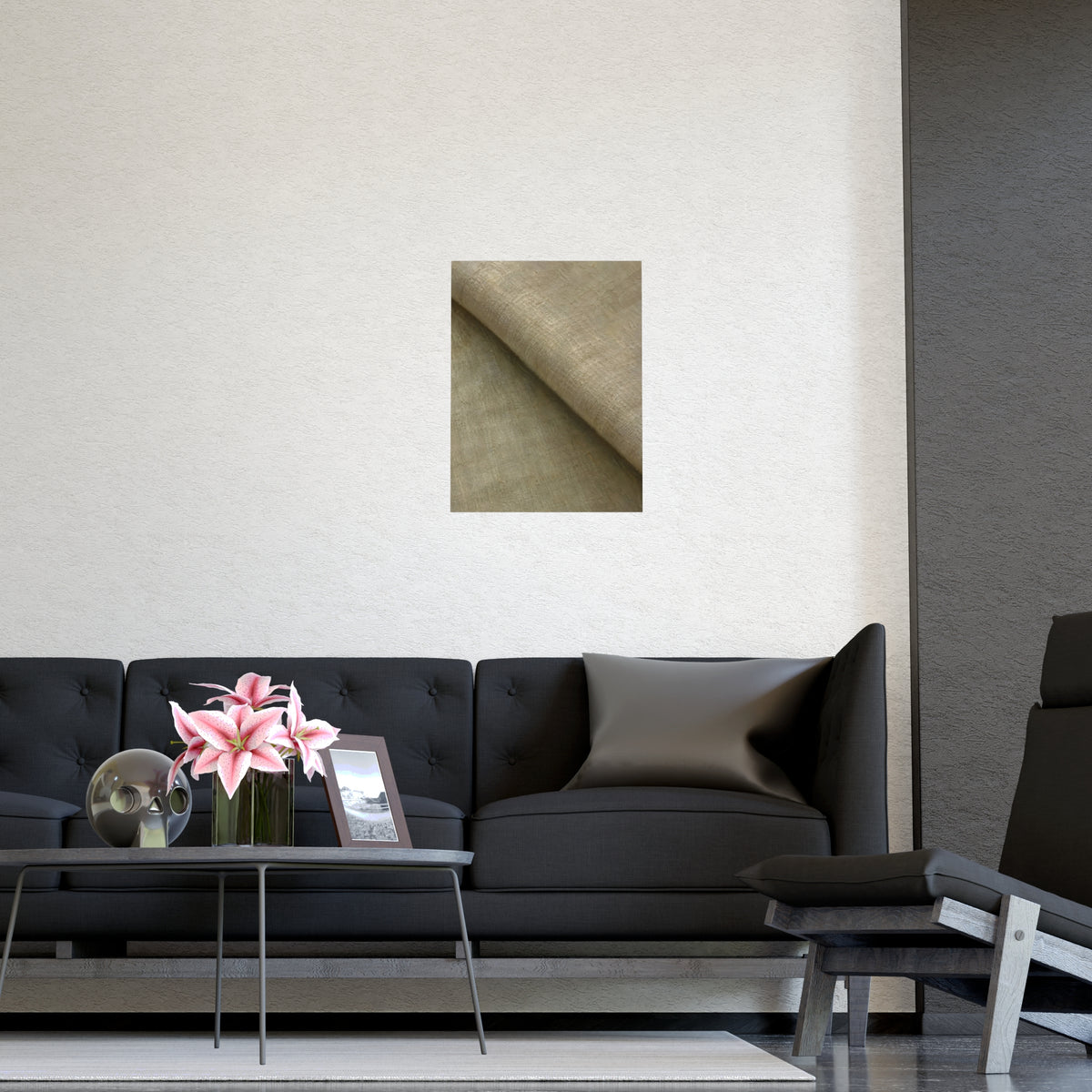 Folded Linen — folded linen, shown framed on a wall