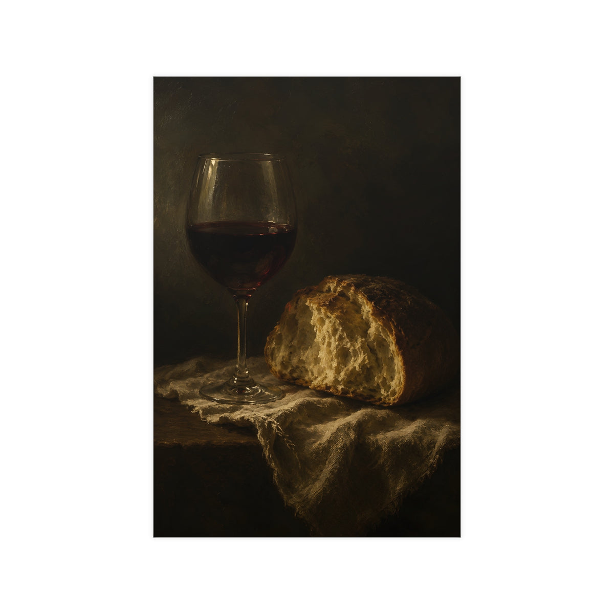 Wine and Bread — wine and bread, 12x18 in print