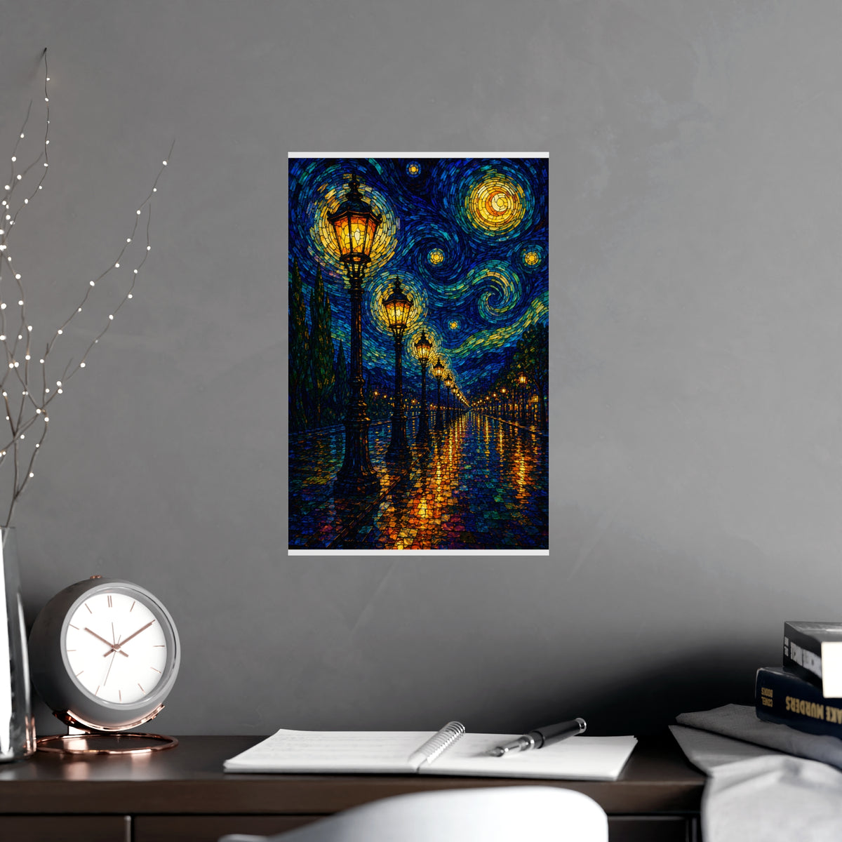 Avenue of Lamps — avenue of lamps, shown framed on a wall