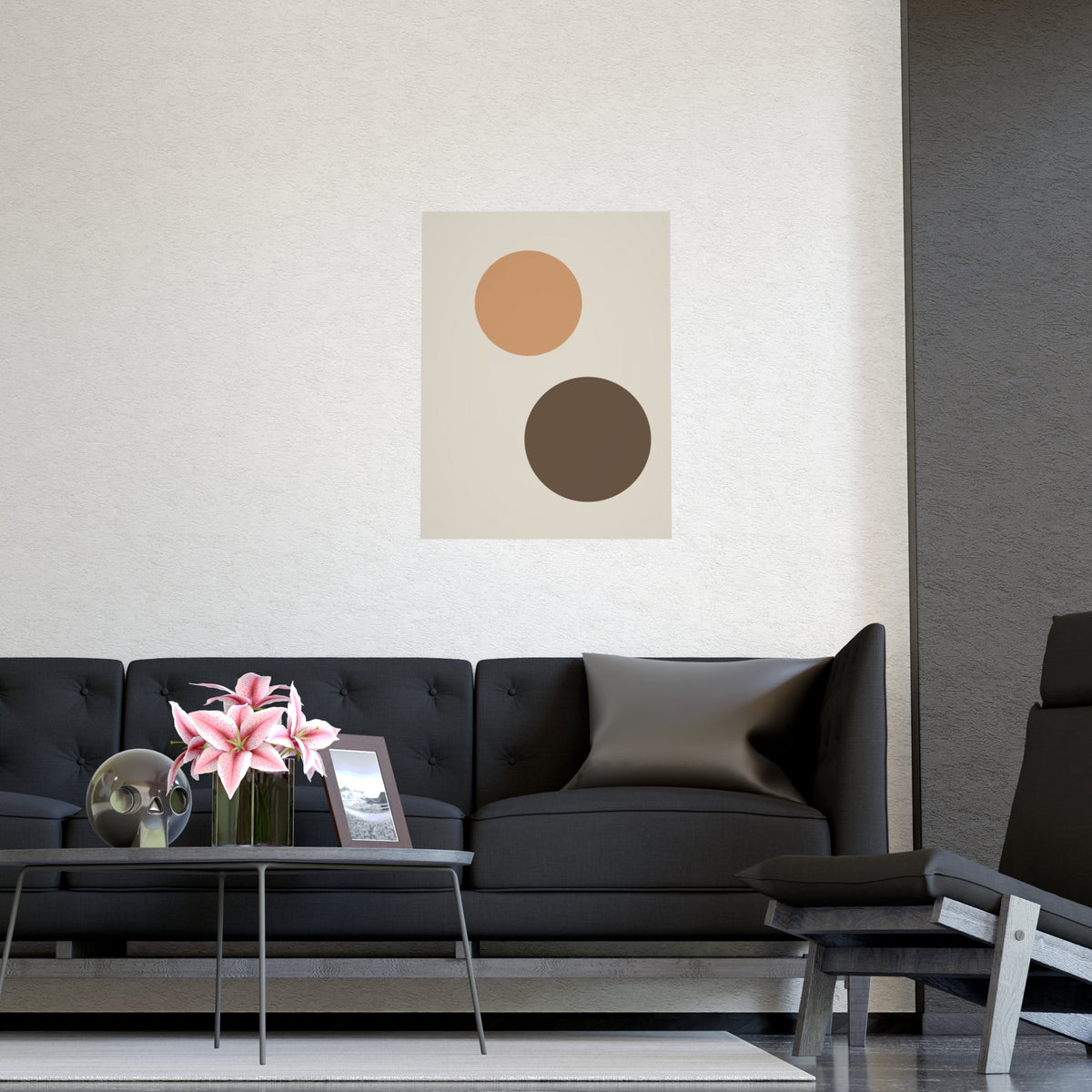 Warm Earth Circles Boho Wall Art — circles in a warm earth palette, shown framed on a wall