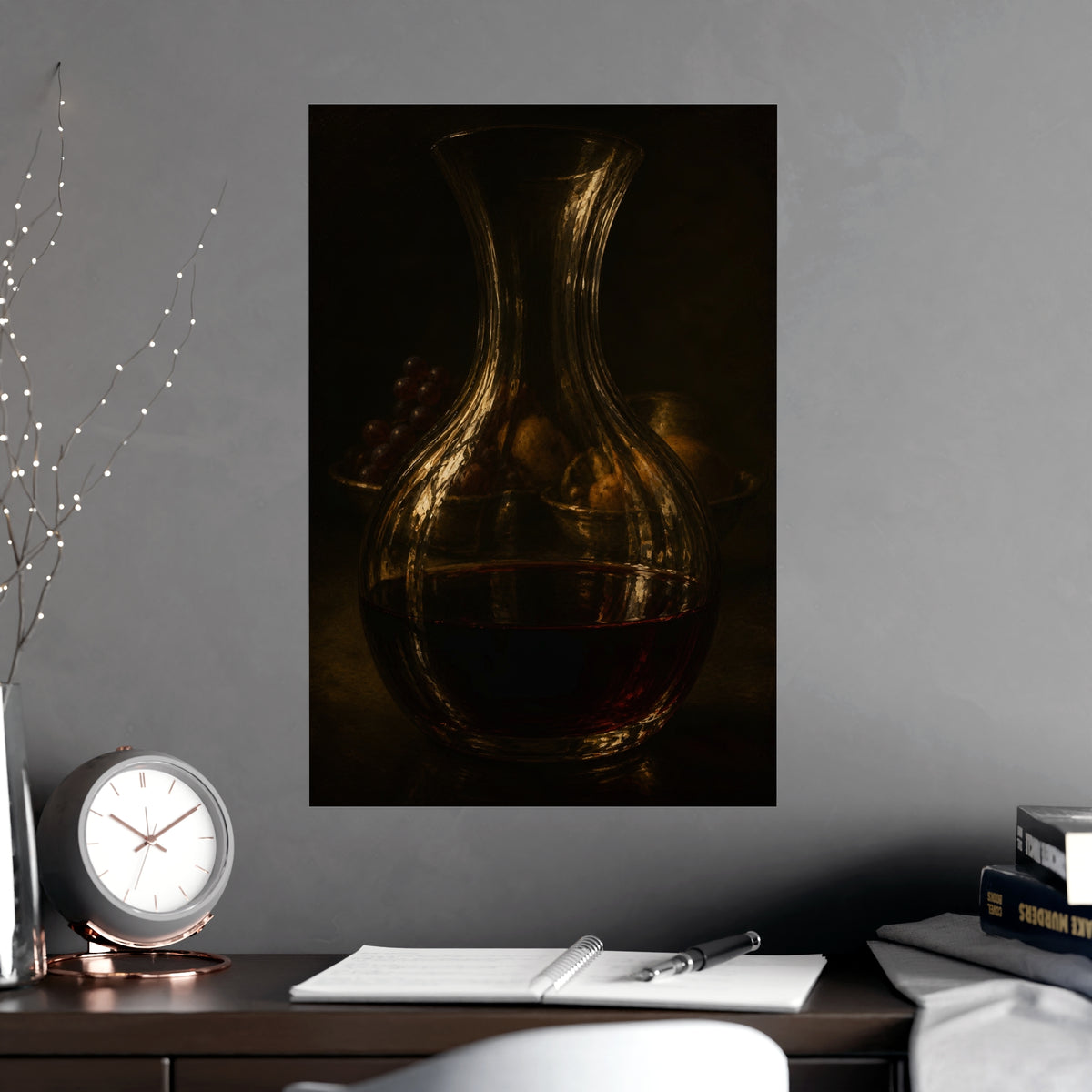 Through the Decanter — through the decanter, shown framed on a wall