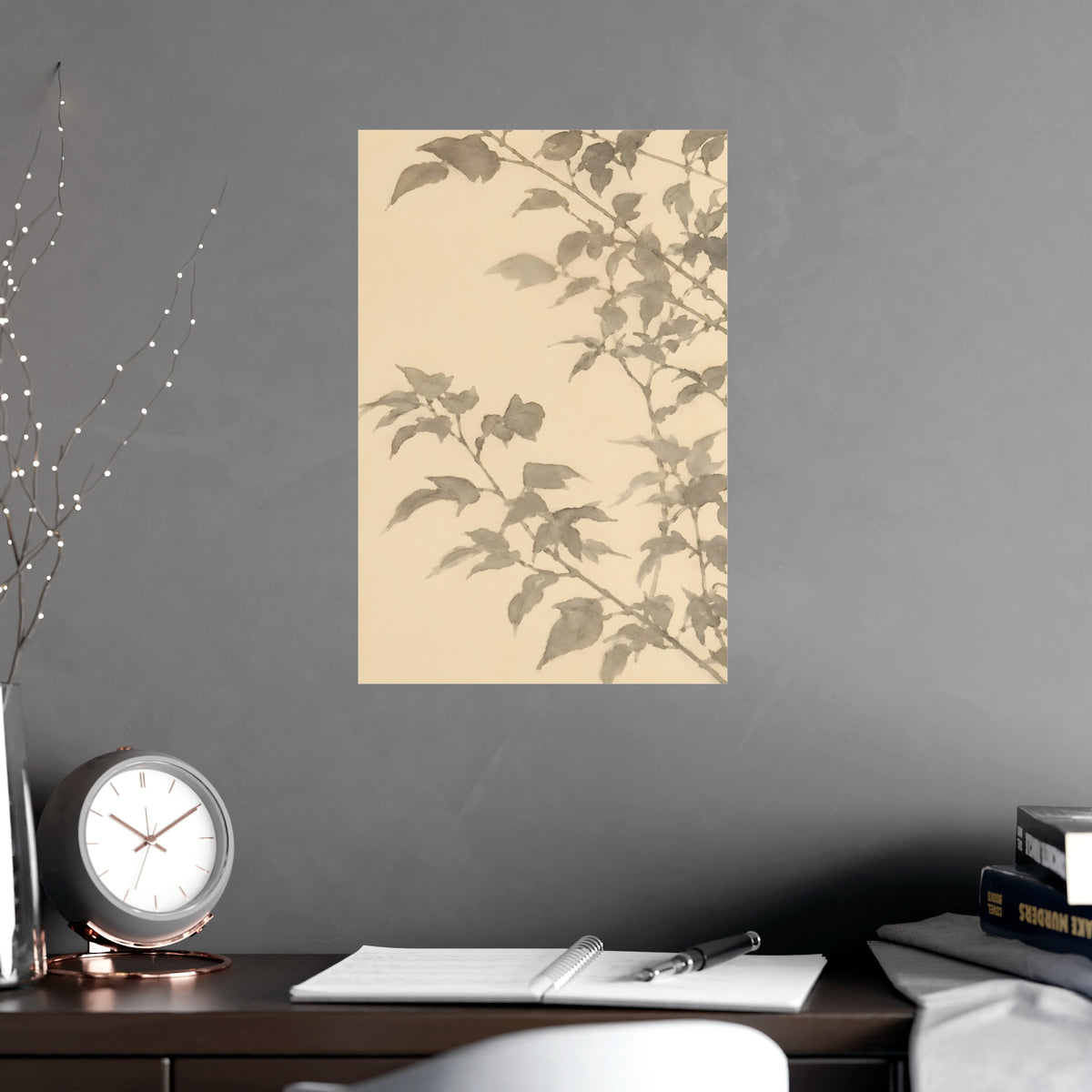 Leaf Shadow — leaf shadow, shown framed on a wall