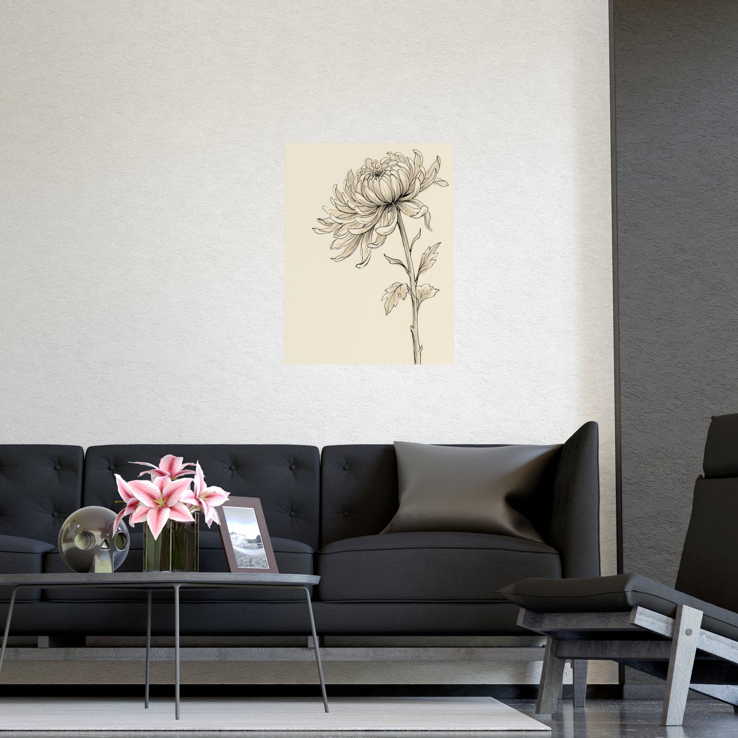 Chrysanthemum | Botanical Line Drawing | Wall Art