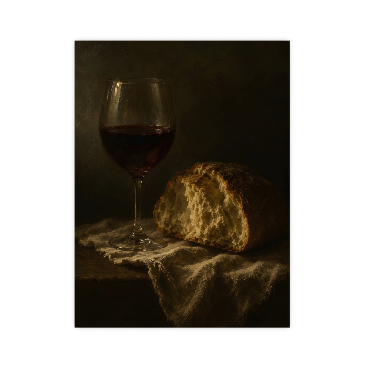 Wine and Bread — wine and bread, 12x16 in print