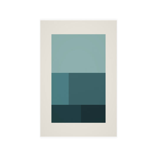Deep Teal Blocks Modern Wall Art — blocks in a deep teal palette, 11x17 in print