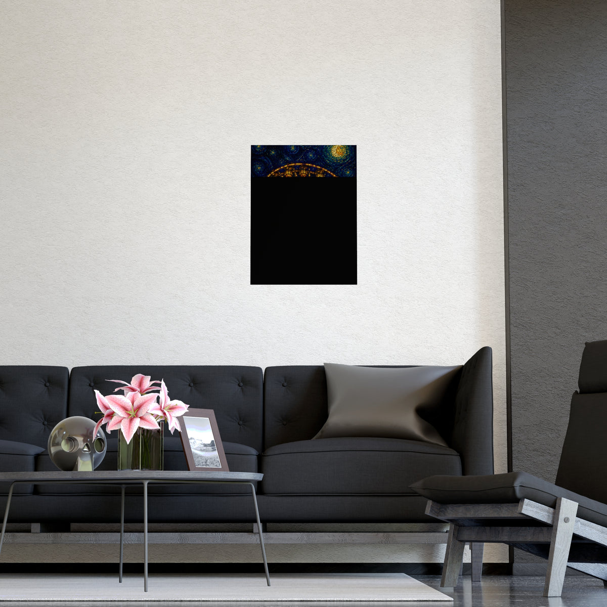 The Wheel at Night — the wheel at night, shown framed on a wall