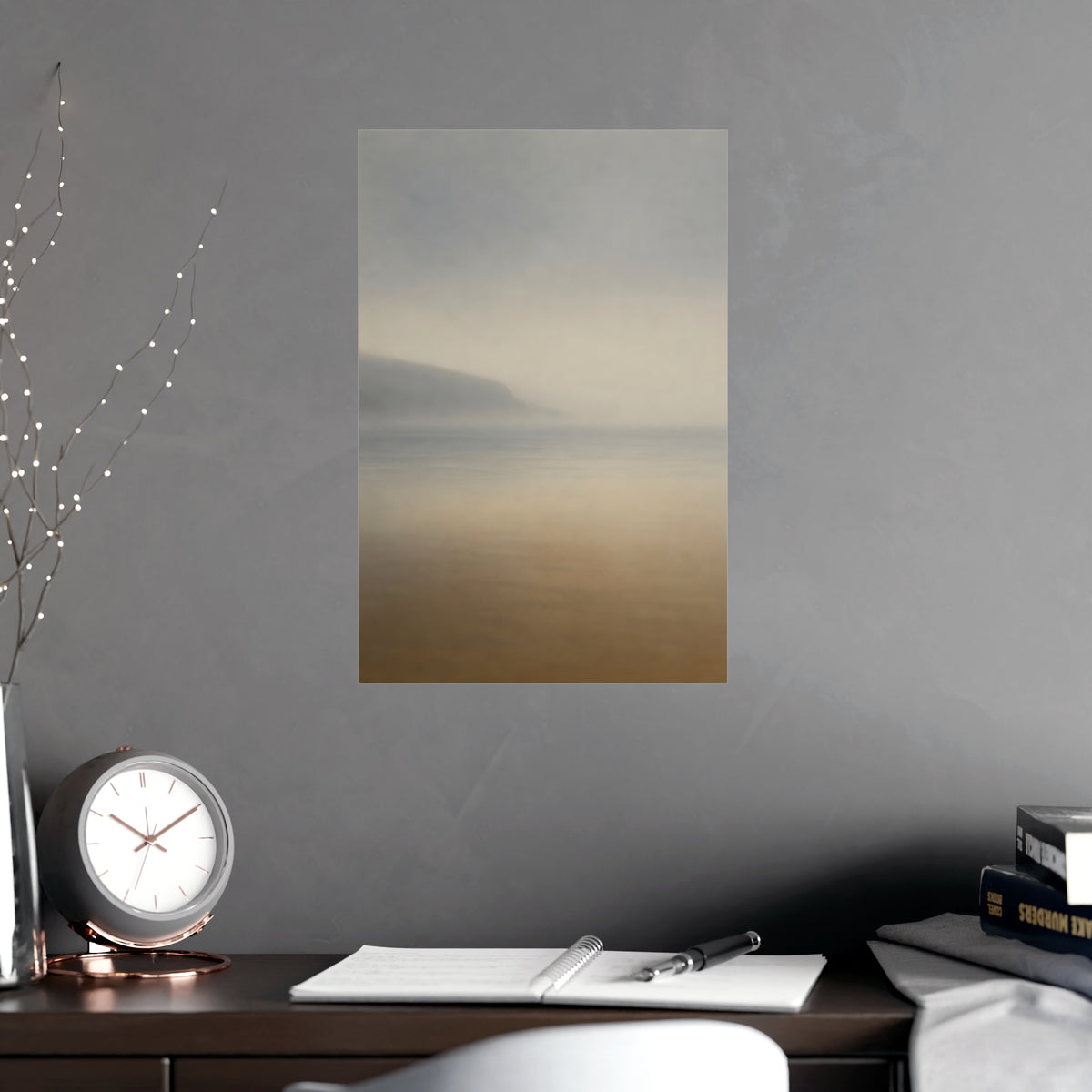 Headland in Mist — headland in mist, shown framed on a wall