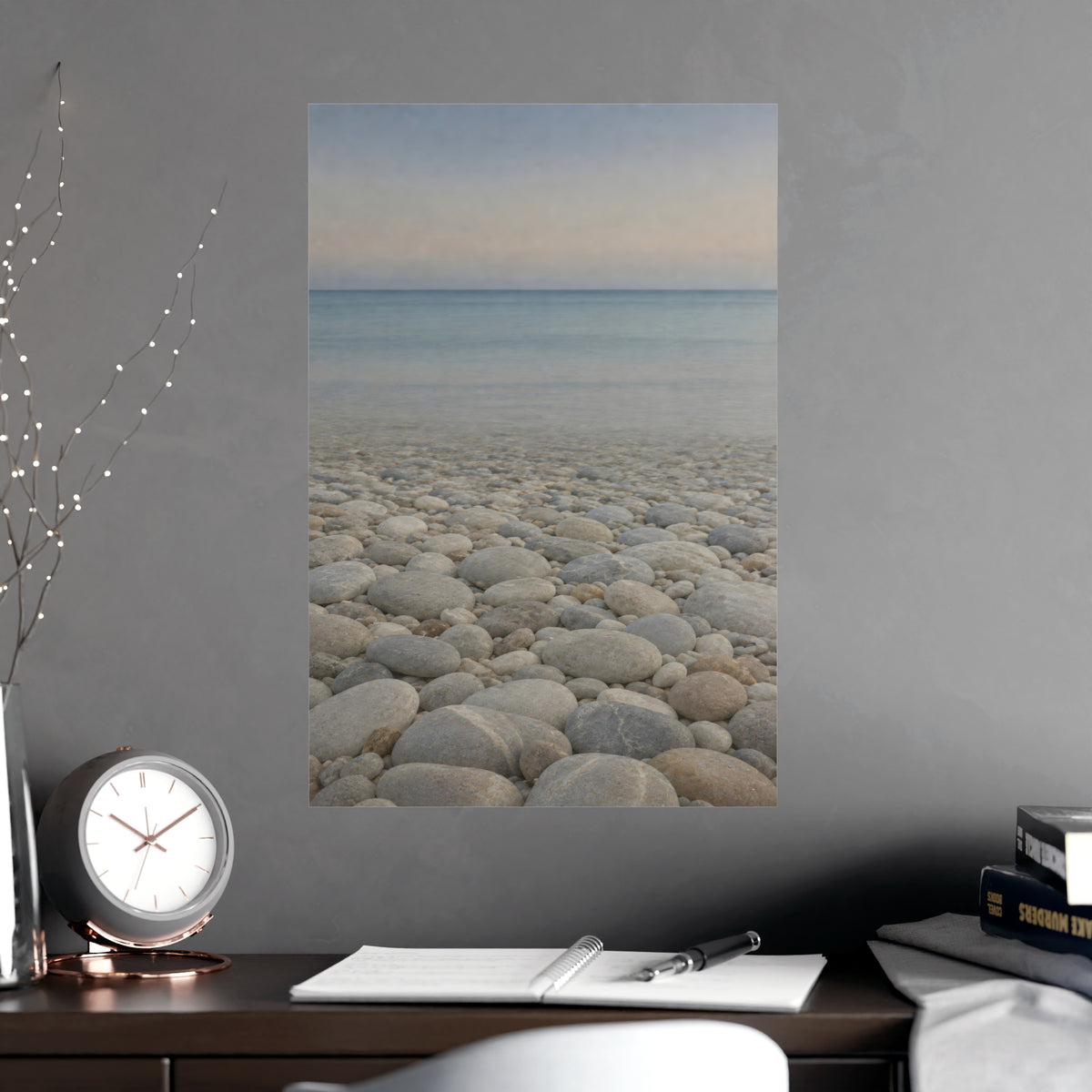 Pebbles Up Close — pebbles up close, shown framed on a wall