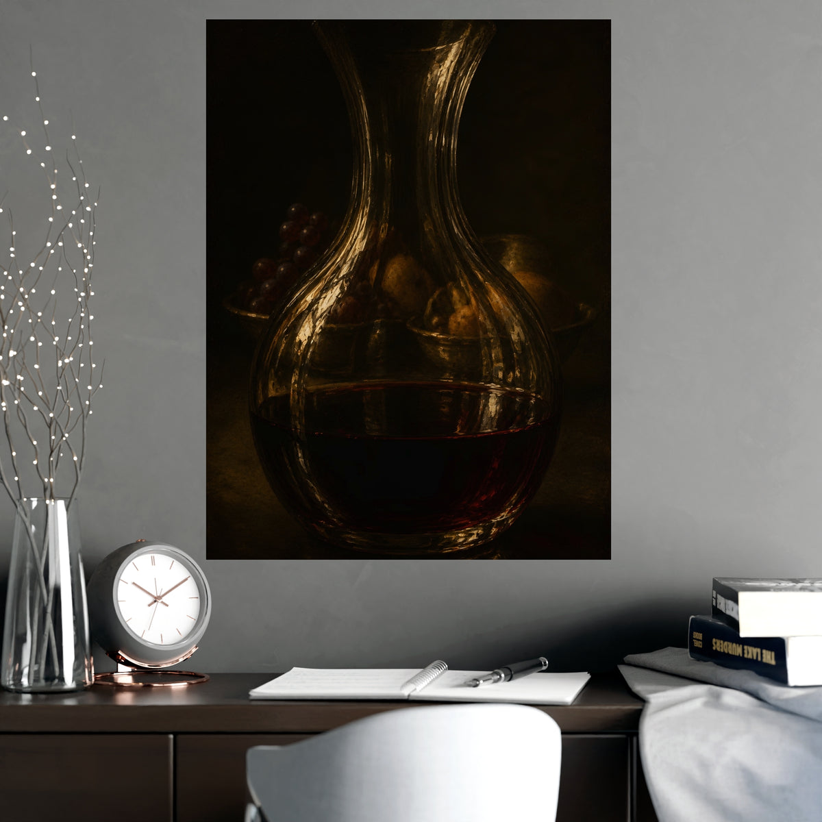 Through the Decanter — through the decanter, shown framed on a wall