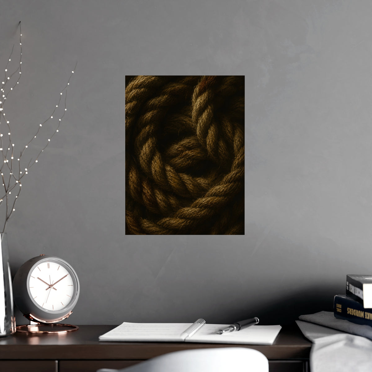 Coil of Rope — coil of rope, shown framed on a wall