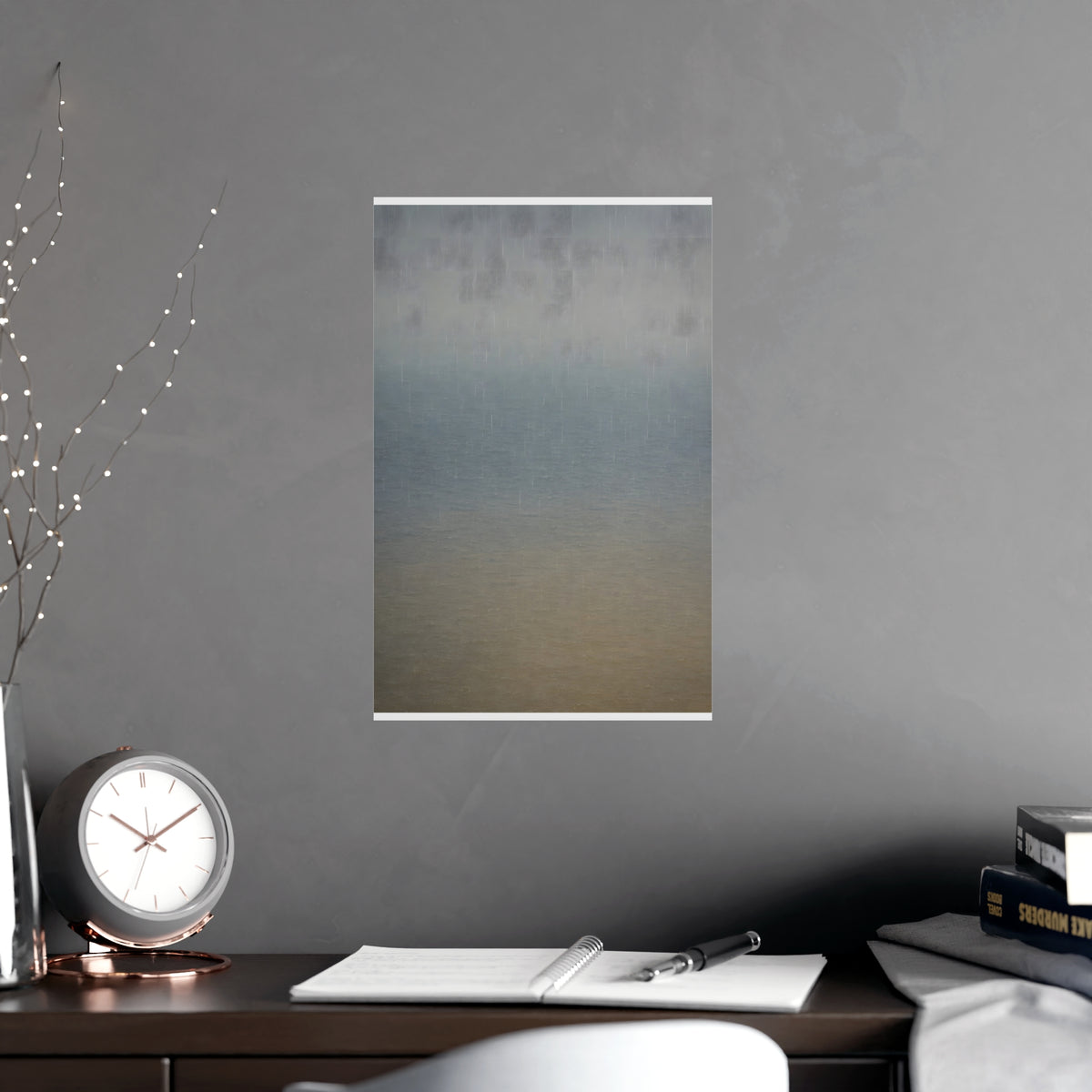 Rain at Sea — rain at sea, shown framed on a wall