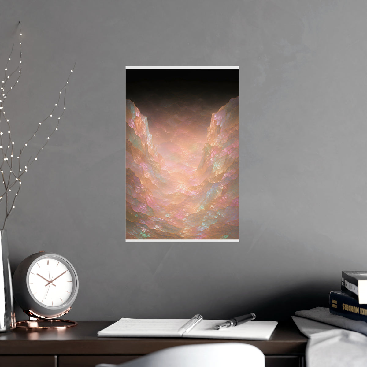 The Gap Between — the gap between, shown framed on a wall