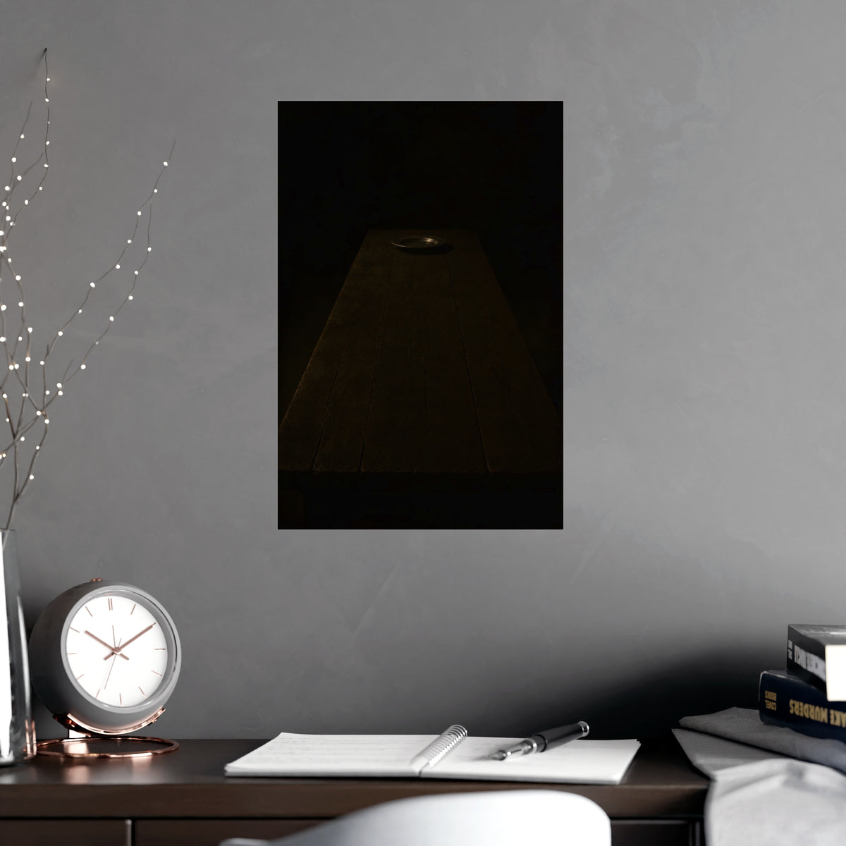 The Far End of the Table — the far end of the table, shown framed on a wall