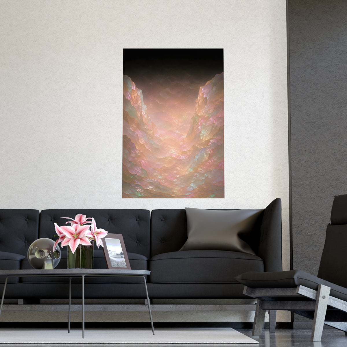 The Gap Between — the gap between, shown framed on a wall
