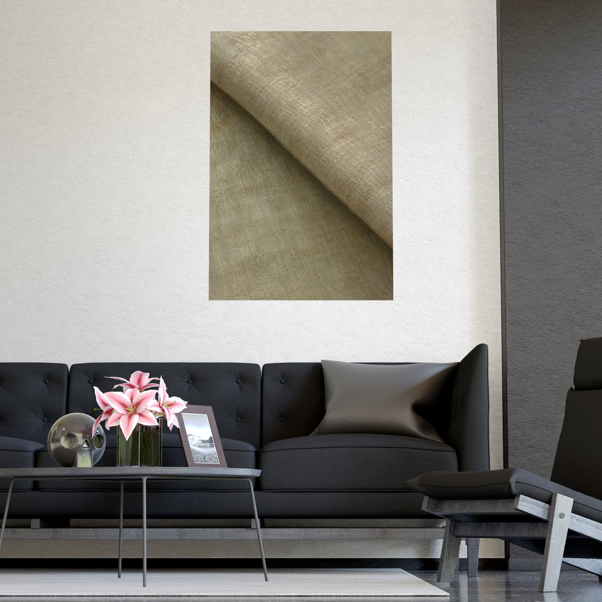 Folded Linen — folded linen, shown framed on a wall