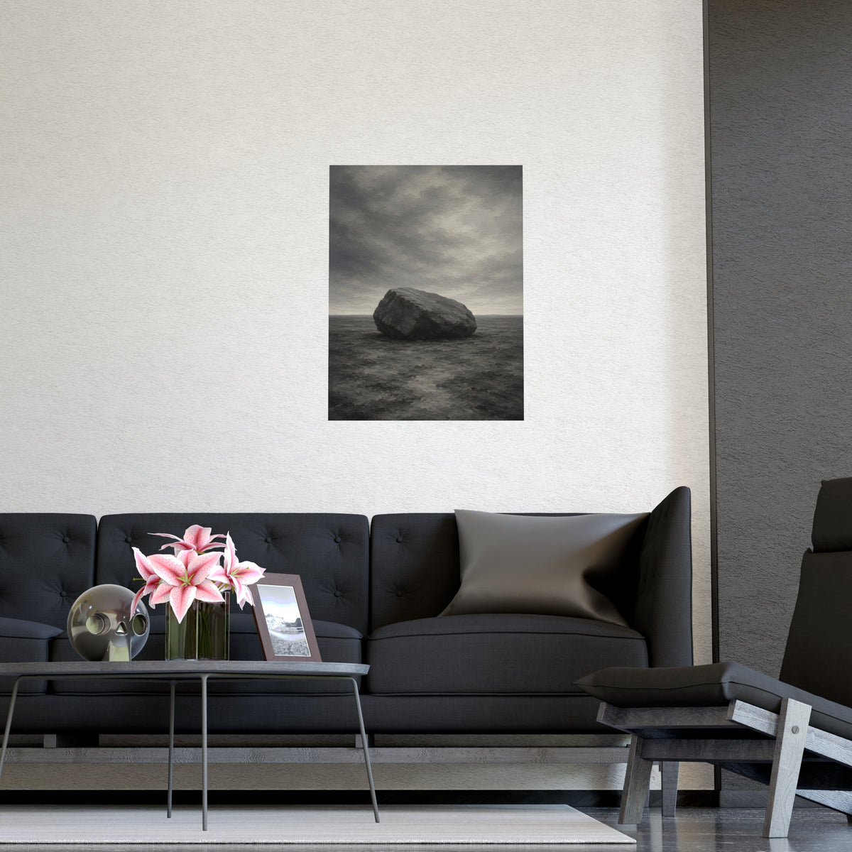 One Boulder — one boulder, shown framed on a wall