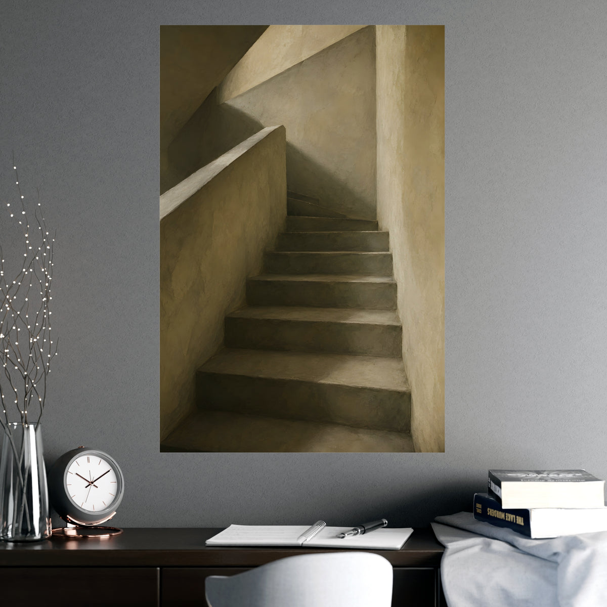 Concrete Stairwell — concrete stairwell, shown framed on a wall