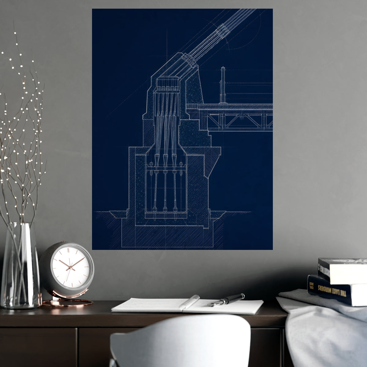 Cable Anchorage — cable anchorage, shown framed on a wall