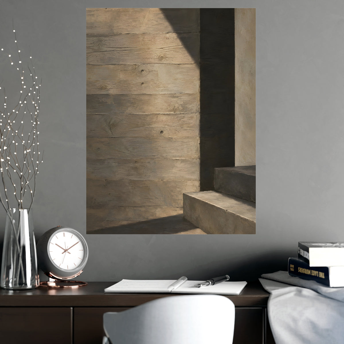 Board-Formed — board-formed, shown framed on a wall
