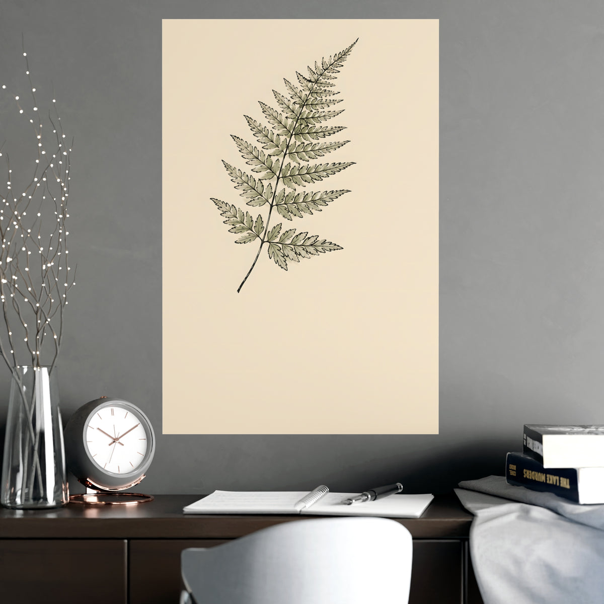 Fern Frond — fern frond, shown framed on a wall