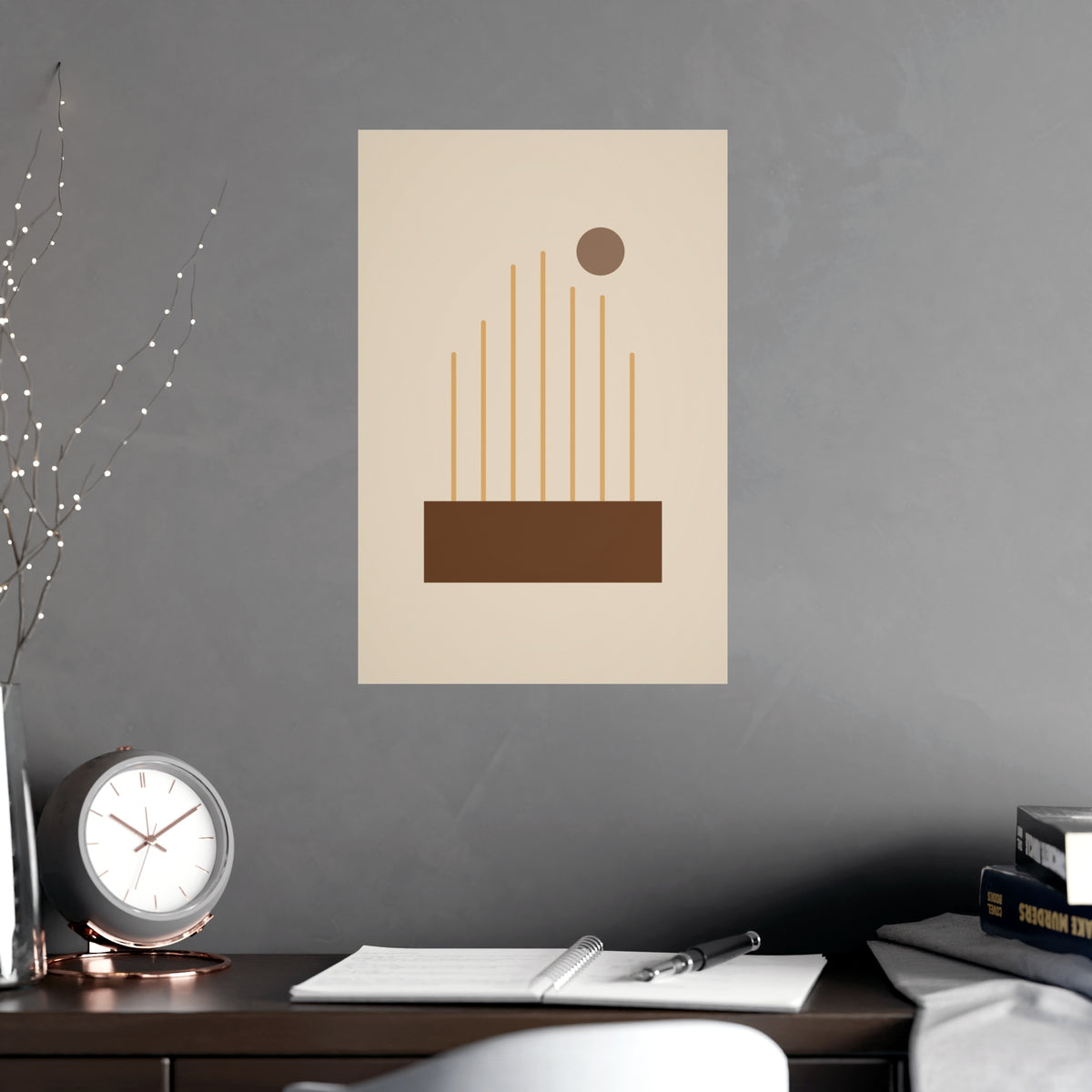 Muted 70s Lines Wall Art — lines in a muted 70s palette, shown framed on a wall