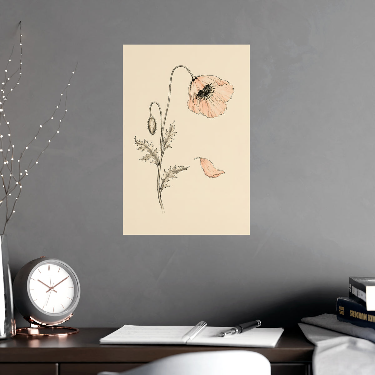 Wild Poppy — wild poppy, shown framed on a wall