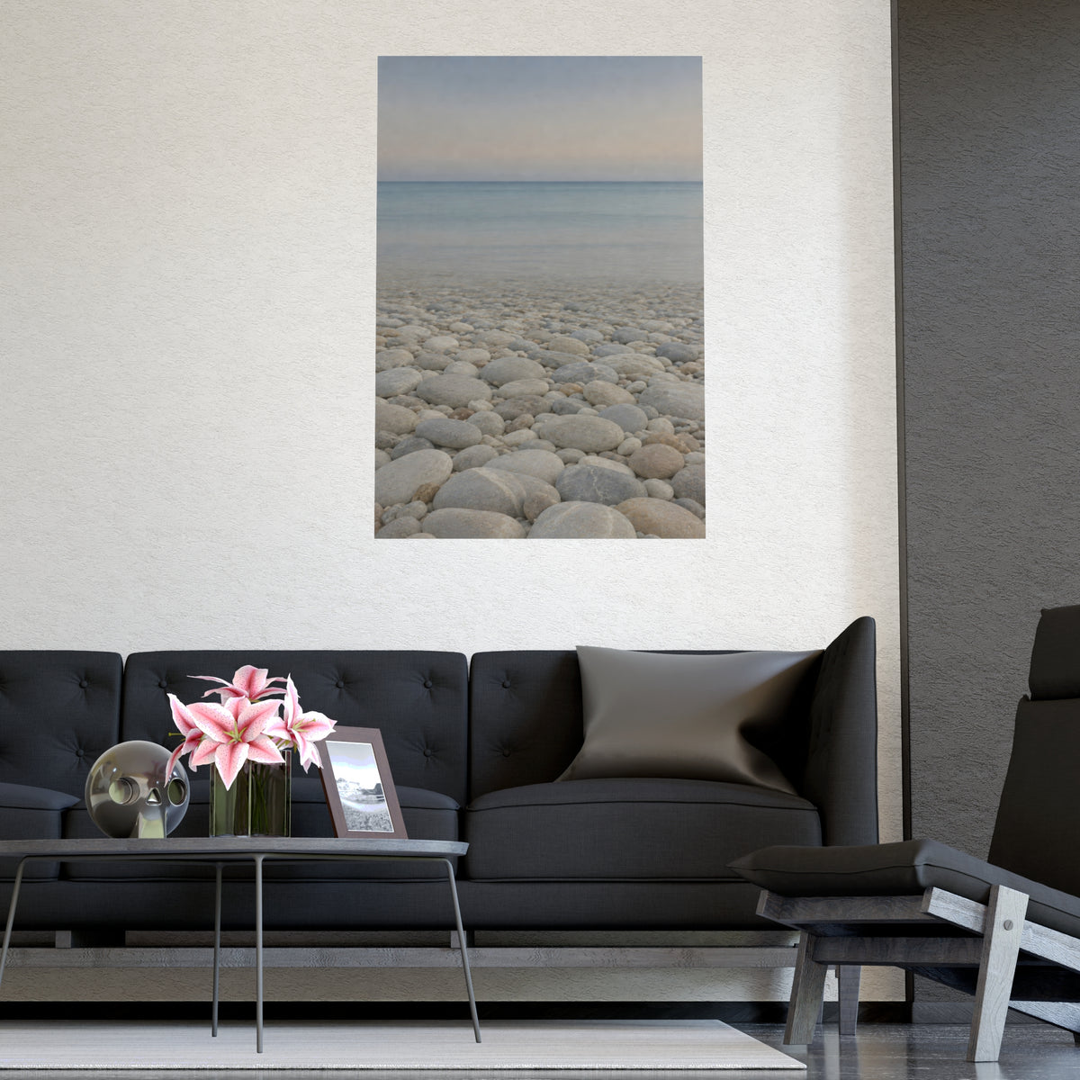 Pebbles Up Close — pebbles up close, shown framed on a wall