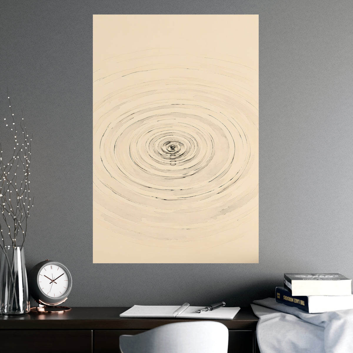 Rings on Water — rings on water, shown framed on a wall
