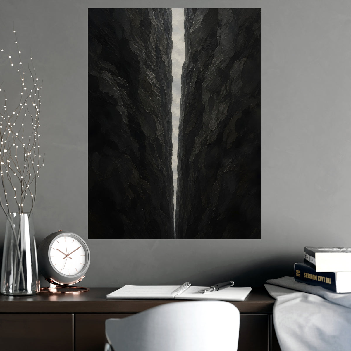 The Narrow Pass — the narrow pass, shown framed on a wall