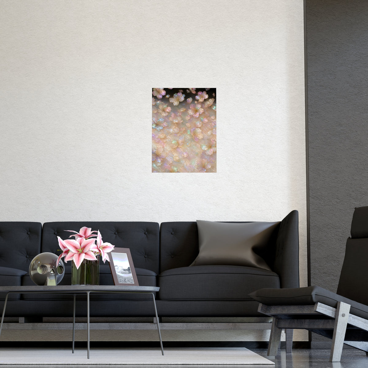 Petals, Scattered — petals, scattered, shown framed on a wall