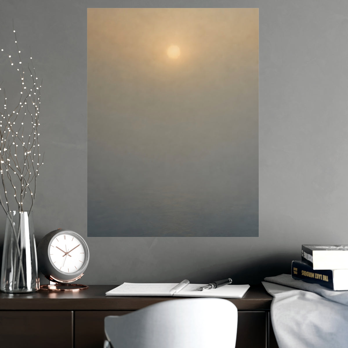 Sun Behind Fog — sun behind fog, shown framed on a wall