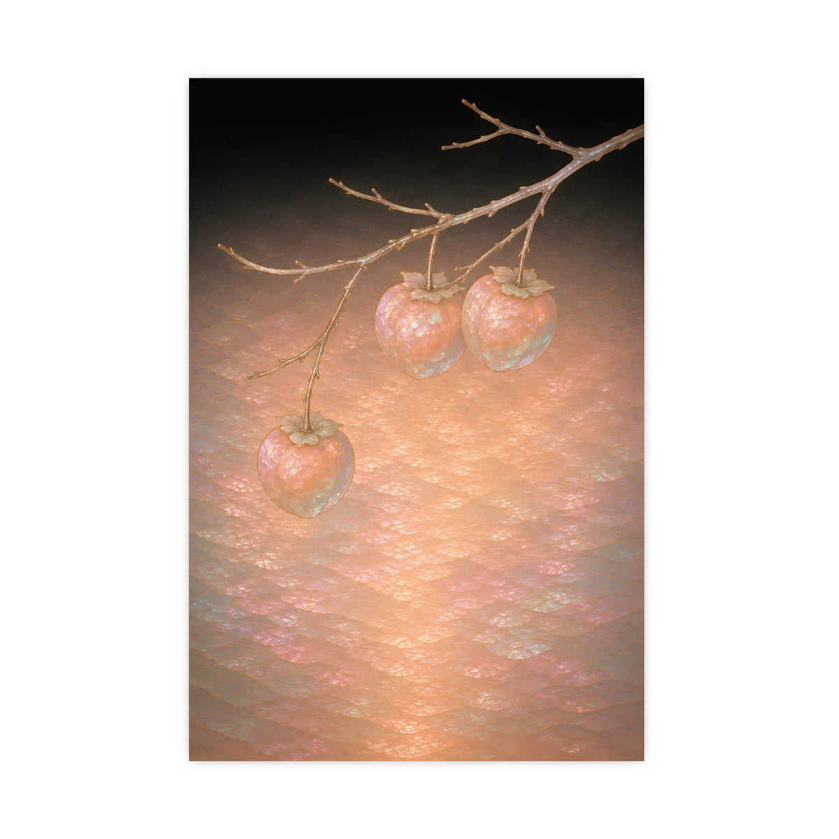 Persimmons on a Bare Branch — persimmons on a bare branch, 16x24 in print