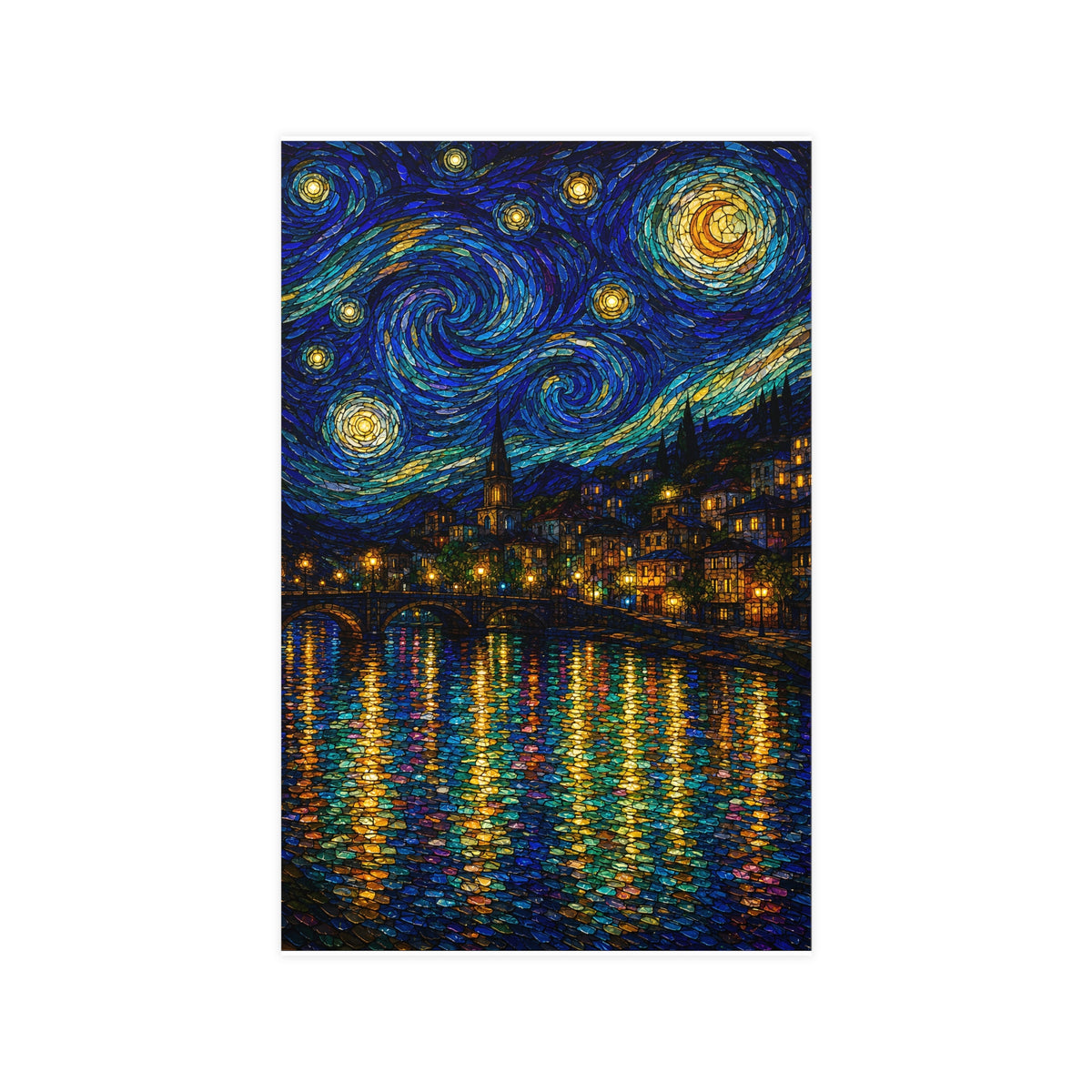 River Town at Night — river town at night, 11x17 in print