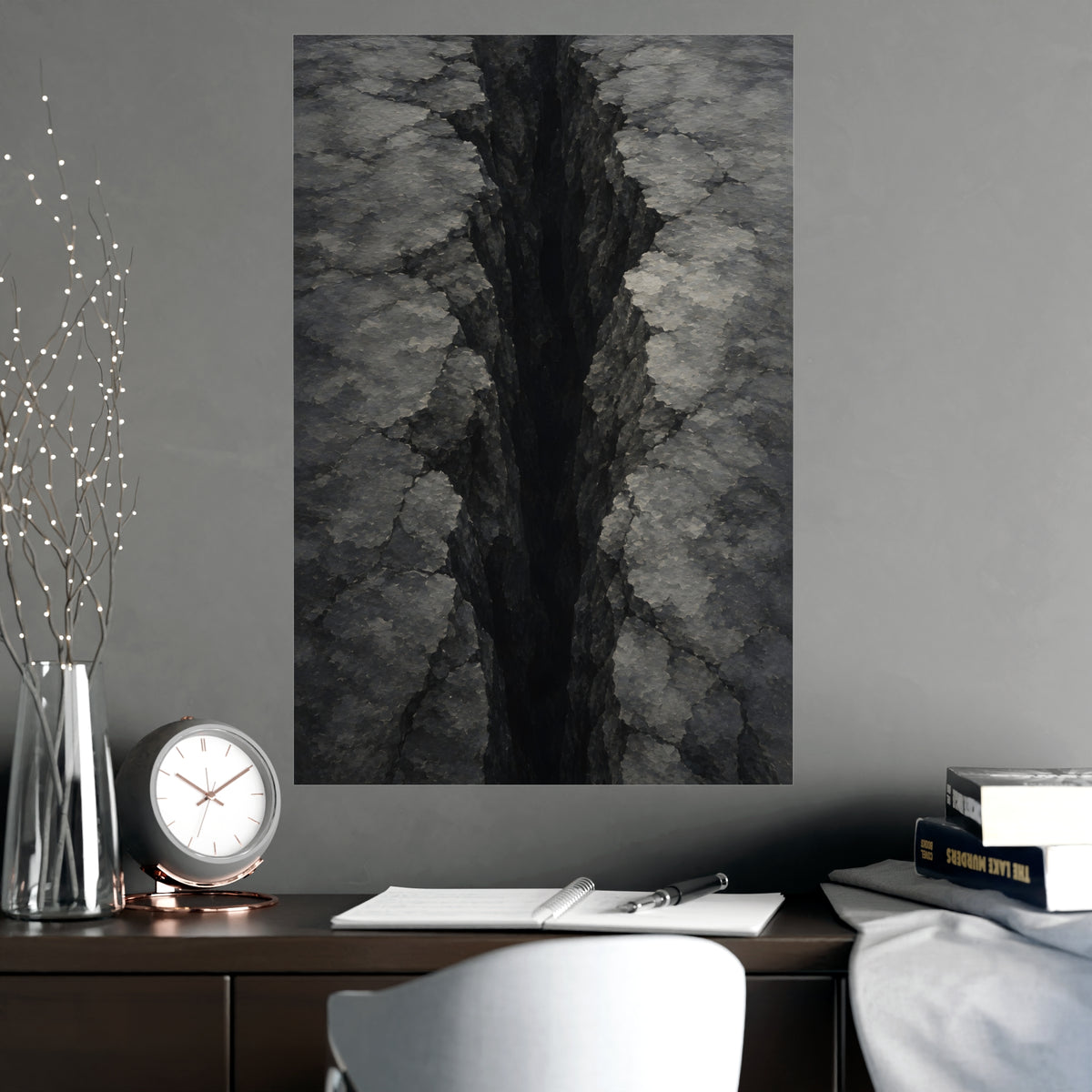 Fissure, from Above — fissure, from above, shown framed on a wall