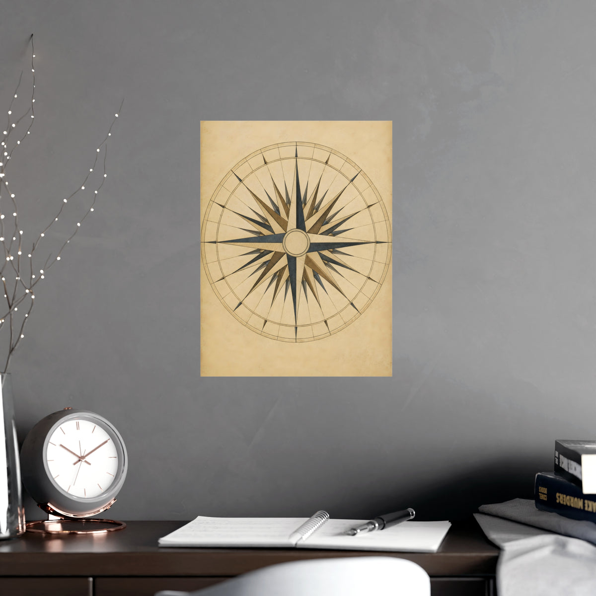 The Compass Card — the compass card, shown framed on a wall