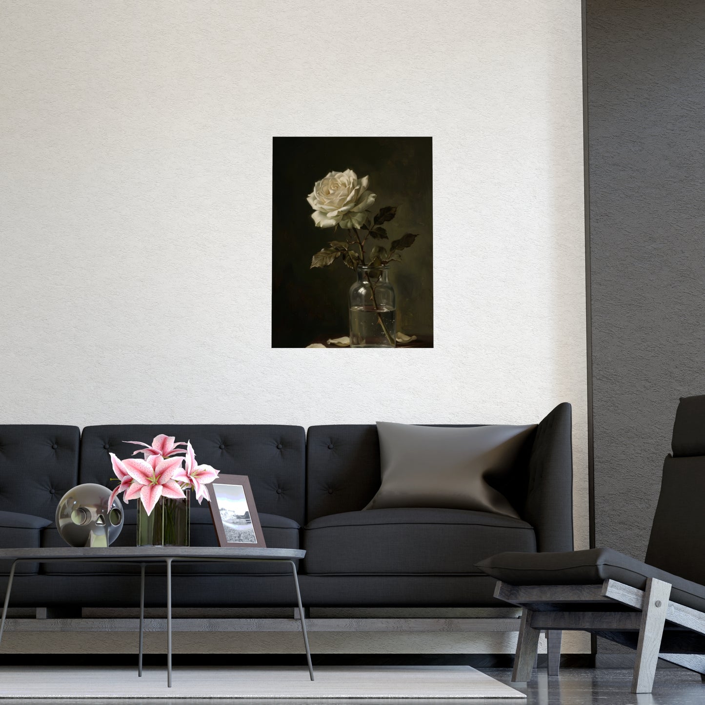 White Rose, Falling | Dark Still Life Print | Wall Art