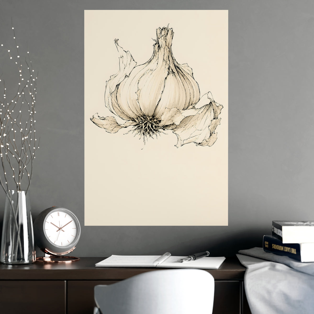 Garlic — garlic, shown framed on a wall
