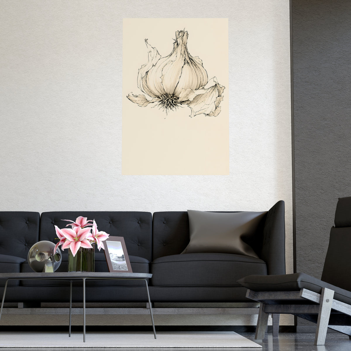 Garlic — garlic, shown framed on a wall