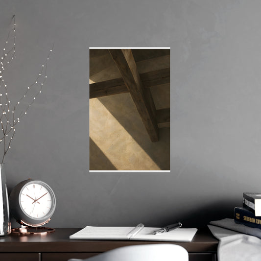 Beams Overhead — beams overhead, shown framed on a wall
