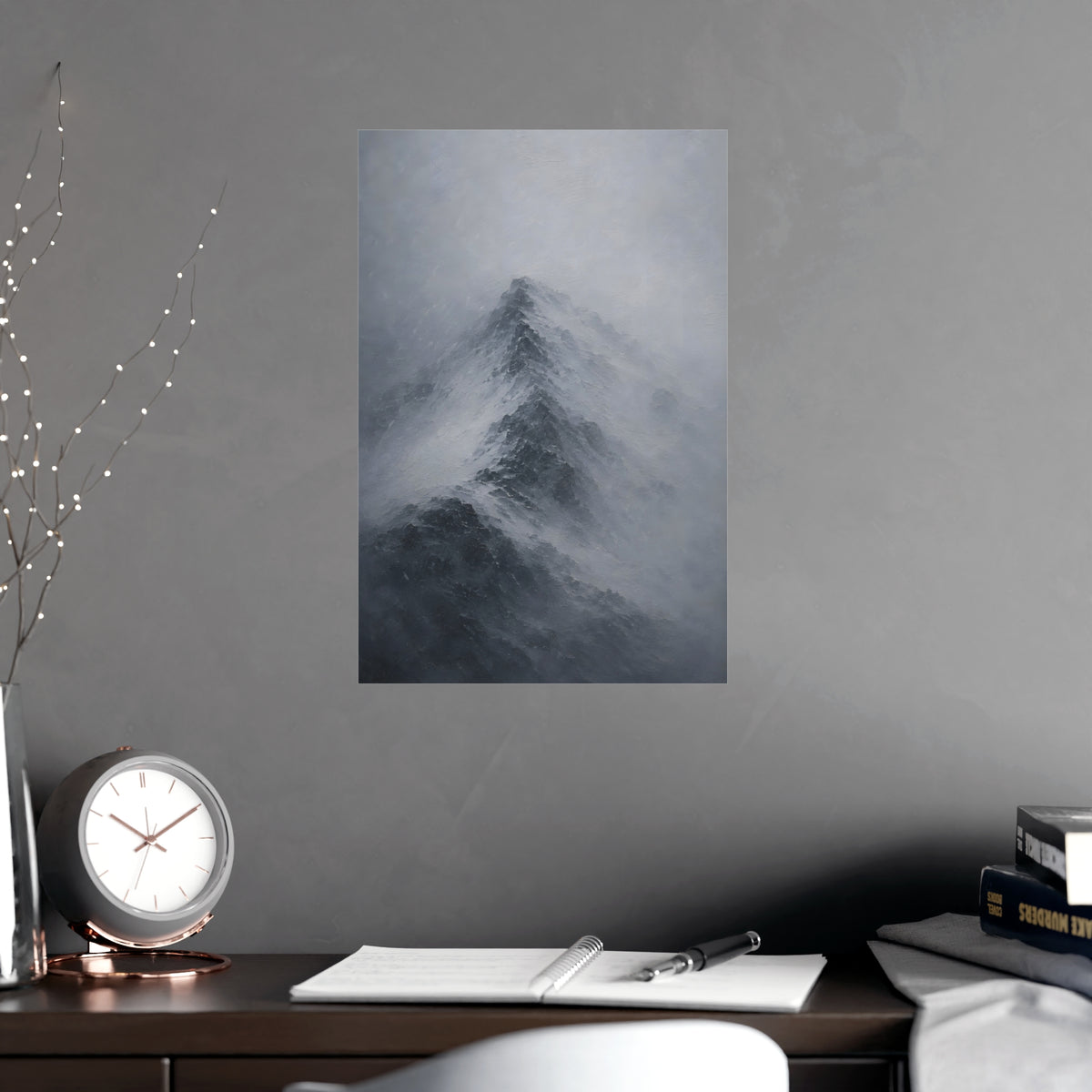 Through the Snow — through the snow, shown framed on a wall
