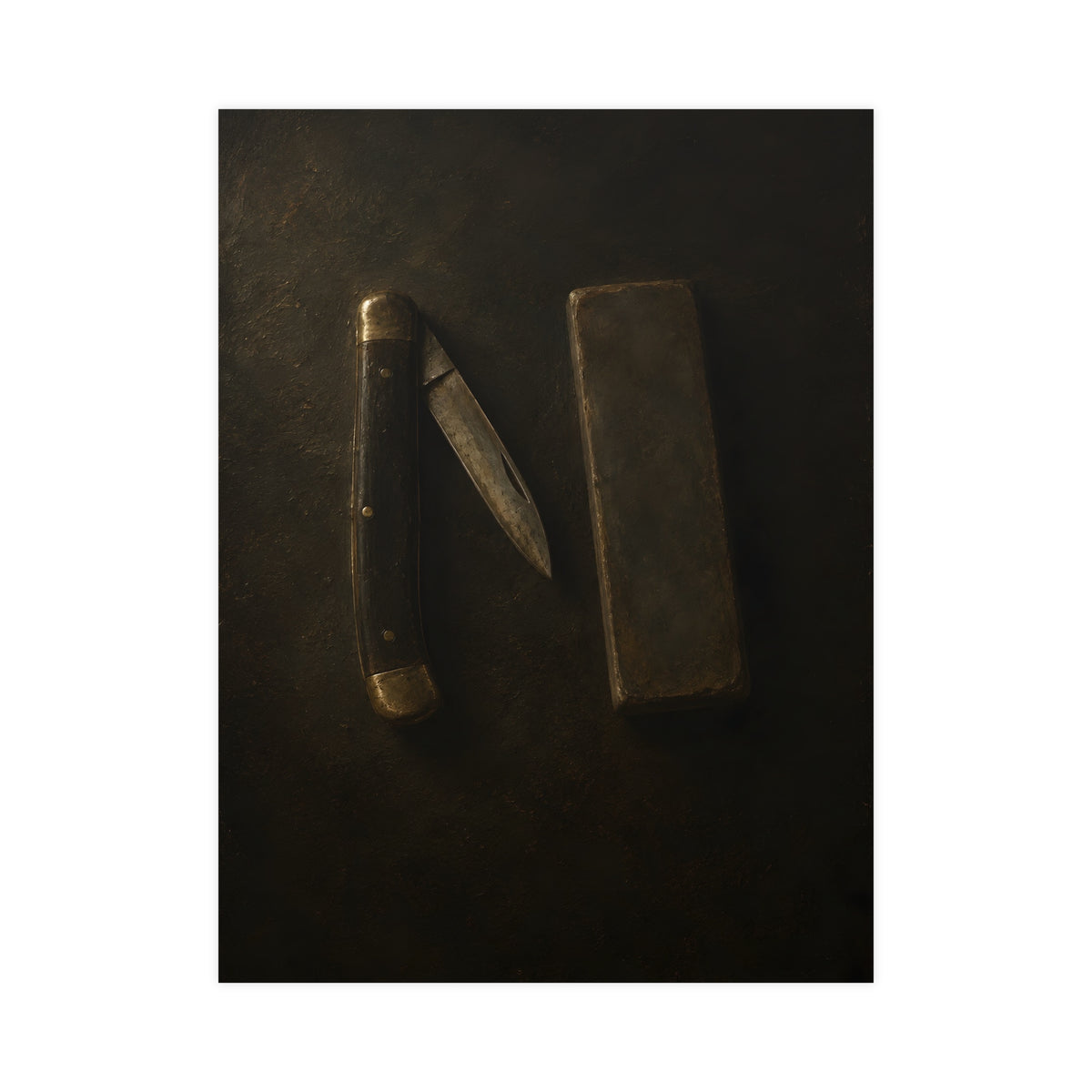 Knife and Whetstone — knife and whetstone, 18x24 in print