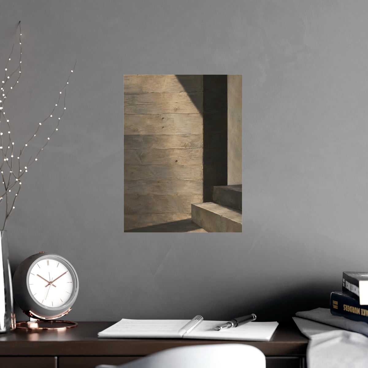 Board-Formed — board-formed, shown framed on a wall