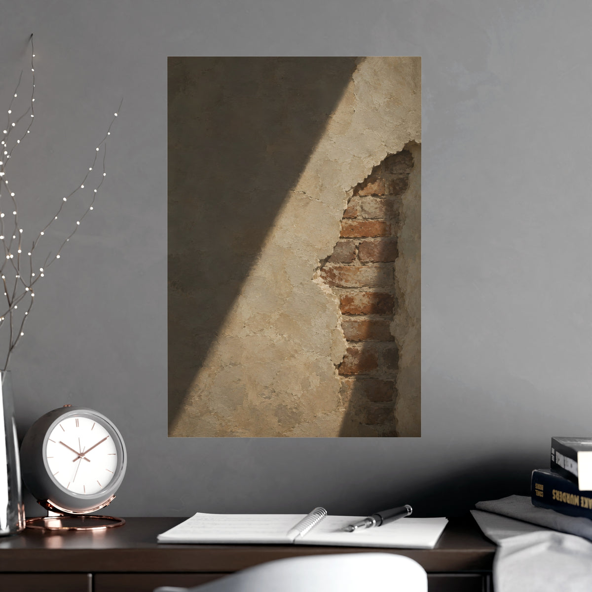 Where the Plaster Fell — where the plaster fell, shown framed on a wall