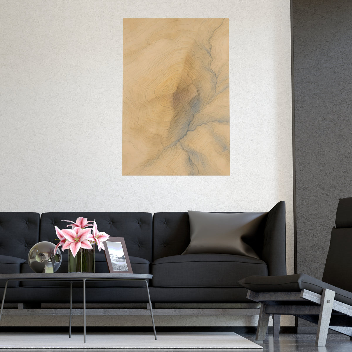 Contour Lines — contour lines, shown framed on a wall